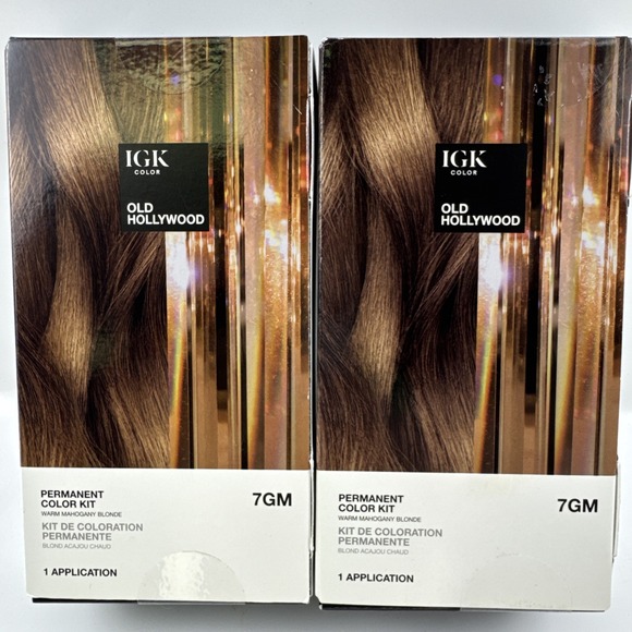 IGK Permanent Hair Color Kit Old Hollywood 7GM Warm Mahogany Blonde Pack Of 2 - Picture 1 of 10
